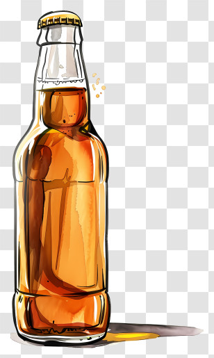 Beer Bottle - Beer Bottle Hand-Drawn Illustration Transparent PNG