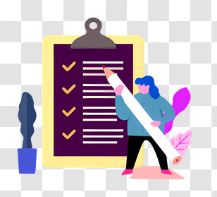Cartoon - Clipboard With Checklist And Pen Transparent PNG