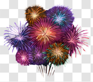 Night Sky Fireworks - Colorful Fireworks Display Transparent PNG