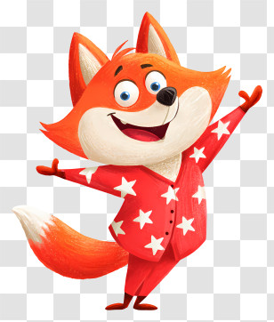 Dancing Fox - Happy Fox In Star Pajamas Transparent PNG