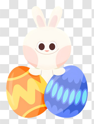 Bunny Face - Cute Easter Bunny With Eggs Transparent PNG