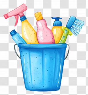 Cleaning Supplies - Bucket With Cleaning Supplies Transparent PNG