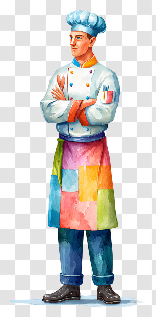Colorful Occupation Chef - Chef With Colorful Apron Transparent PNG