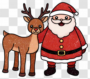 Santa Claus With Reindeer - Santa And Reindeer Transparent PNG