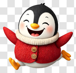 Cute Cartoon Penguin - Adorable Penguin Mascot In Red Coat Transparent PNG