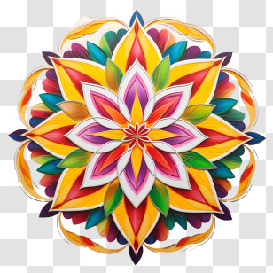 Onam
 - Vivid And Colorful Floral Mandala Design Transparent PNG
