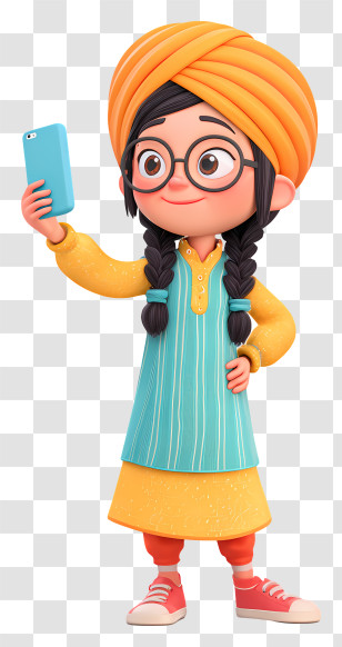 Punjabi Girl Taking Selfies - Trendy Girl Taking A Selfie Transparent PNG