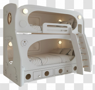 Bunk Beds - Modern White Bunk Bed Transparent PNG