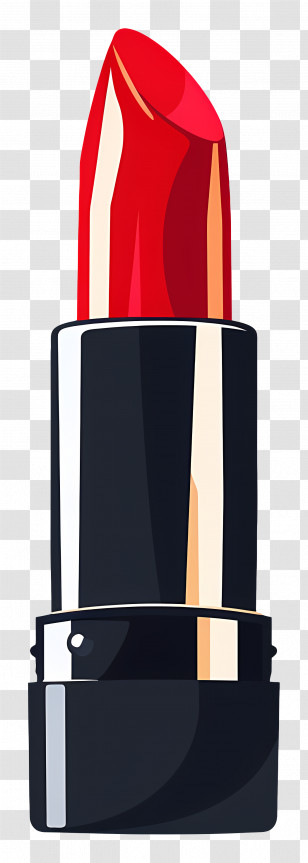 Lipstick - Vibrant Red Lipstick In Elegant Black Case Transparent PNG