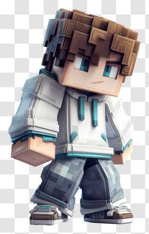 Block Style Character - Cool Hoodie Voxel Character Transparent PNG
