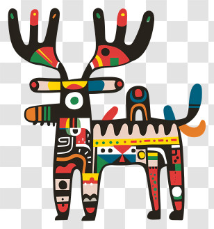Weird Reindeer - Colorful Decorative Deer With Tribal Patterns Transparent PNG