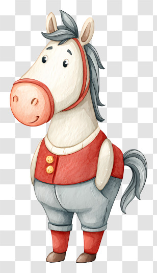 Watercolor Circus Horse - Cartoon Horse In Red Vest Transparent PNG