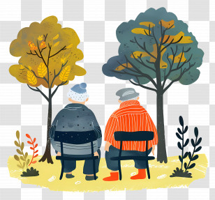 Senior Citizens Day - Elderly People Sitting In Park Transparent PNG
