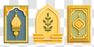 Sajadah And Quran - Colorful Decorative Panels Transparent PNG