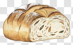 Cartoon - Bread Illustration With Seeds And Slice Transparent PNG