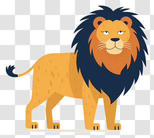 Lion - Cartoon Lion Illustration With A Majestic Mane Transparent PNG