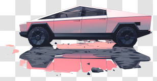 Cybertruck - Futuristic Truck With Reflection Transparent PNG