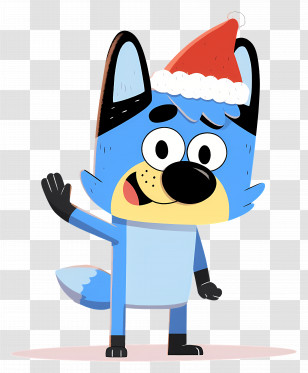 Bluey - Blue Cartoon Dog Wearing A Santa Hat Transparent PNG