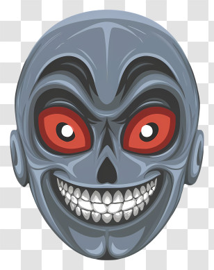 Skull - Creepy Skull Illustration With Red Eyes Transparent PNG