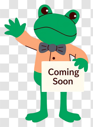 Frog Coming Soon - Cartoon Frog Holding A 'Coming Soon' Sign Transparent PNG