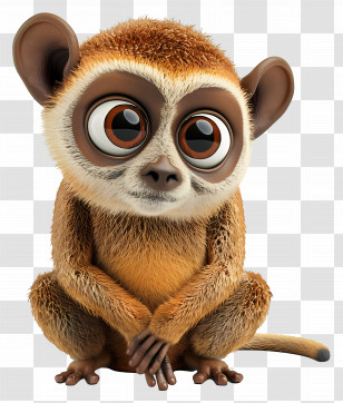 Slow Loris Cartoon - Cartoon Brown Monkey With Adorable Big Eyes Transparent PNG