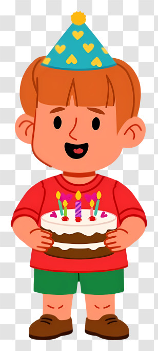 Birthday Boy Holding Cake - Boy With Birthday Cake And Party Hat Transparent PNG
