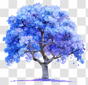 Blue Jacaranda Tree - Beautiful Blue Fantasy Tree Illustration Transparent PNG
