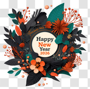 Happy New Year 2026 - Happy New Year 2026 Wreath Transparent PNG