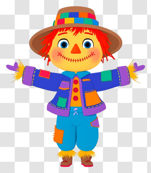 Playful Scarecrow - Cute Colorful Patchwork Scarecrow Transparent PNG