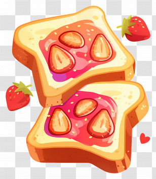 Bread With Fruit - Cute Breakfast Toast With Strawberry Jam Transparent PNG