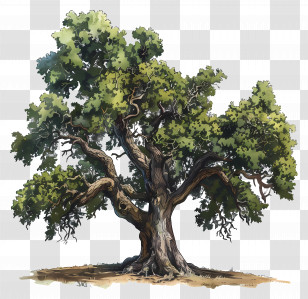 Oak Tree - Old Oak Tree Art Illustration Transparent PNG