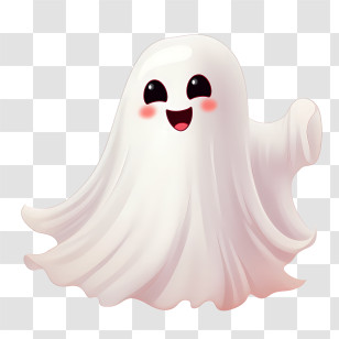 Halloween Ghost - Cute Smiling Ghost Illustration For Halloween Transparent PNG