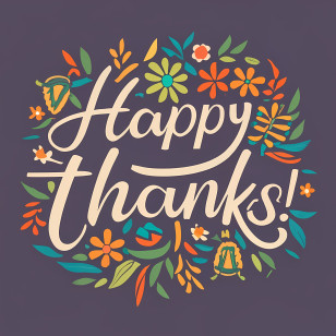 Happy Thanksgiving - Happy Thanks Typography With Floral Embellishments Transparent PNG