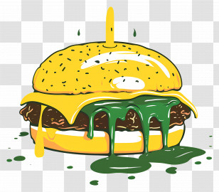 Juicy Burger - Cheeseburger Illustration With Dripping Sauce Transparent PNG