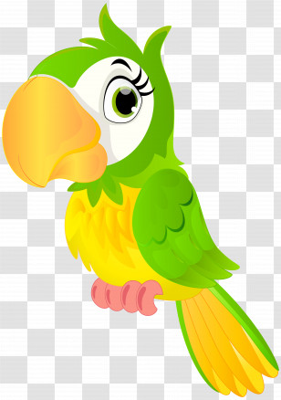 Parrot - Cute Cartoon Green Parrot Illustration Transparent PNG