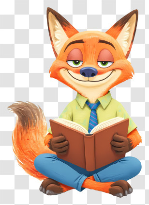 Nick Wilde Reading - Studious Fox Reading Transparent PNG