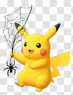 Halloween Pikachu - Pikachu Holding A Spider Web Transparent PNG