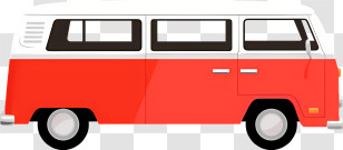 Icon - Classic Retro Red And White Van Transparent PNG