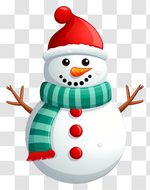 Snowman - Snowman Cartoon With Scarf And Hat Transparent PNG
