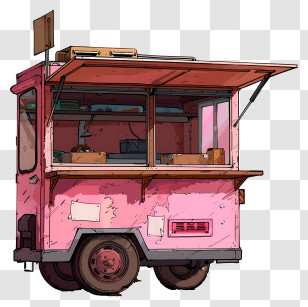 Food Cart - Pink Food Truck Illustration Transparent PNG
