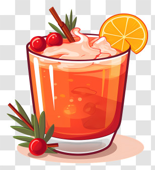 Orange Cocktail - Orange Cocktail With Festive Garnish Transparent PNG