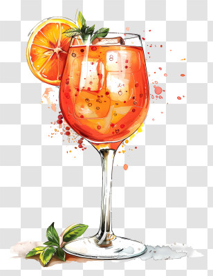 Hugo Spritz Drink - Illustration Of Orange Cocktail Glass Transparent PNG