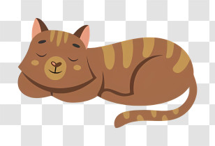Cartoon Cat - Cartoon Illustration Of Sleeping Cat Transparent PNG