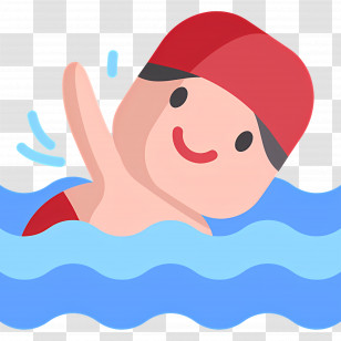 Swimmer - Swimmer With Red Cap In Water Illustration Transparent PNG