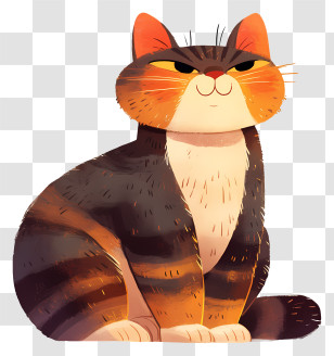 Kawaii Cat - Smug Chubby Tabby Cat Transparent PNG
