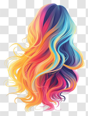 Long Hair Wig - Vibrant Multicolored Hair Transparent PNG