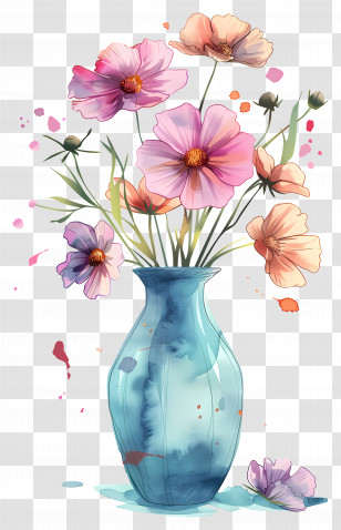 Flowers In Vase - Beautiful Vase With Flowers Transparent PNG
