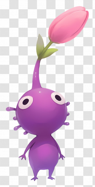 Purple Pikmin - Whimsical Purple Creature With Flower Transparent PNG