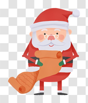 Cartoon Illustration - Cartoon Santa Claus With Gift List Transparent PNG