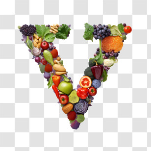 World Vegan Day - Letter V Made Of Fruits And Vegetables Transparent PNG